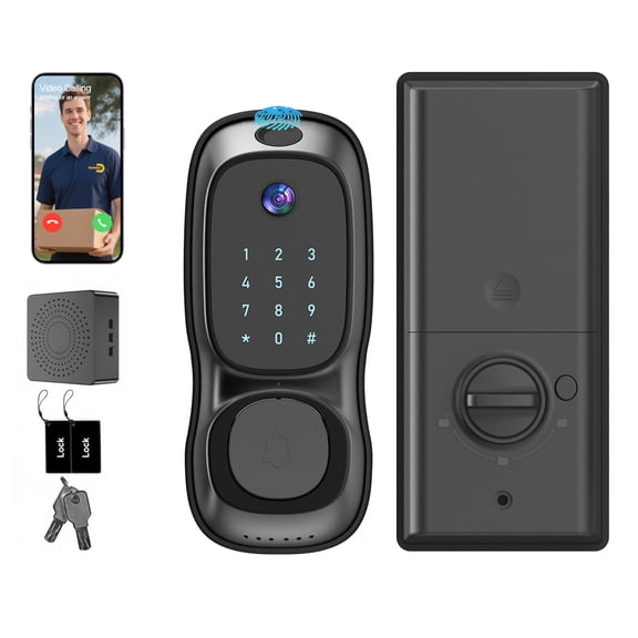 S500 Video Smart Lock, Keyless Entry Door Lock with Camera, Fingerprint Smart Lock,Touchscreen Keypad, Built-in WiFi Deadbolt for Front Door, App Remote Control, Auto Lock,Easy Installation