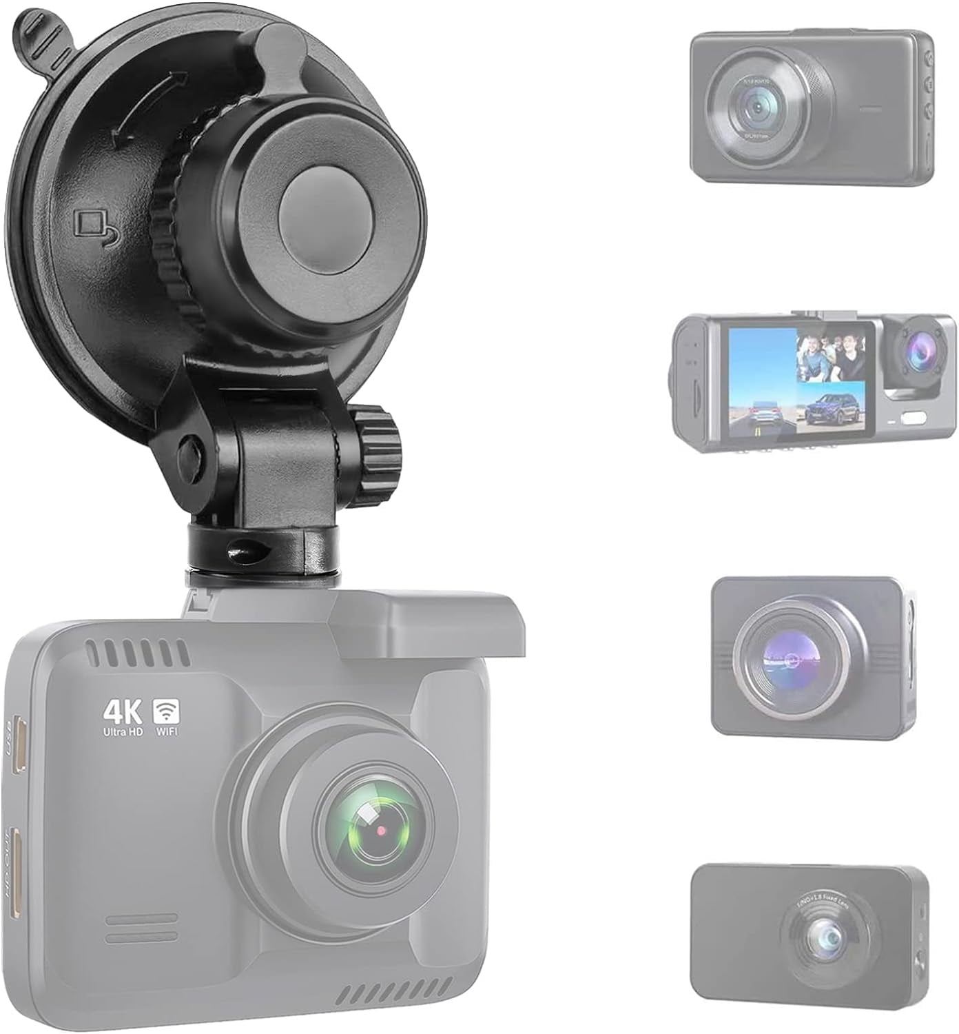 S503 Suction Cup Dash Cam Mount Holder (5th Gen) with 3pcs 360 Rotating