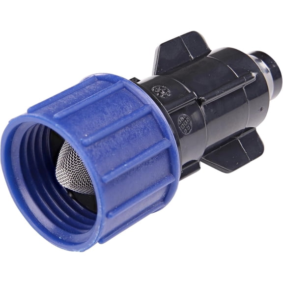 S5900UB, Smart Loc Universal Swivel Adapter for Tubing, 3/4-Inch MHT, With Filter Washer, Drip Irrigation Fitting for 1/2-Inch, 5/8-Inch, & 0.710-Inch Supply Tubing and Dripline, Black/Blue