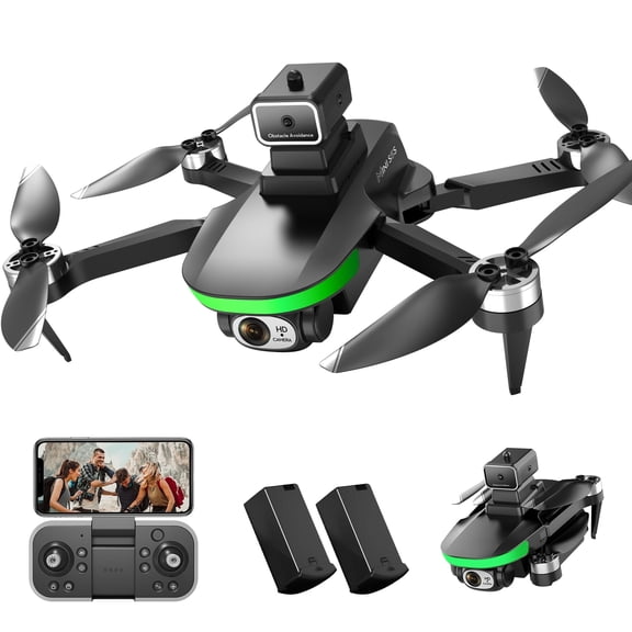 S5S Drone with 6K UHD Camera for Adults Kids, WeFone Foldable Quadcopter, Brushless Motor, Optical Flow Positioning, 2 Batteries, Black