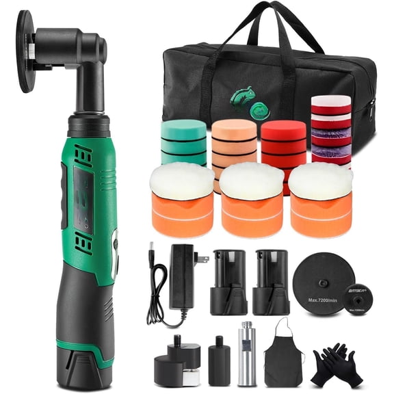 S6 Cordless Polisher for Detailing, 2x2.0Ah , 0mm Rotary Buffer, 12mm Dual Action Polisher 1 and 3 Inch with 6 Speeds 1000-5000 RPM for Polishing, Sanding