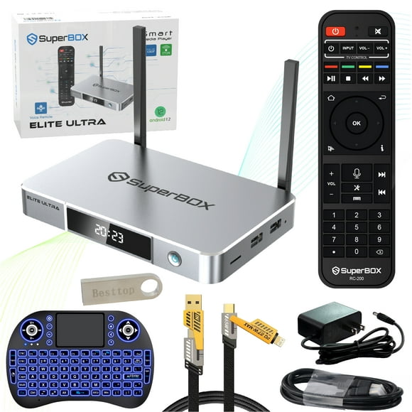 S6 Elite Ultra Superbox for TV 2025 Fully Loaded, Wireless Voice Remote Included, 1000M Ethernet Port Super Box with Voice Remote, 4G RAM+128G ROM, 6K, Easy Setup Guide by Authorised Seller