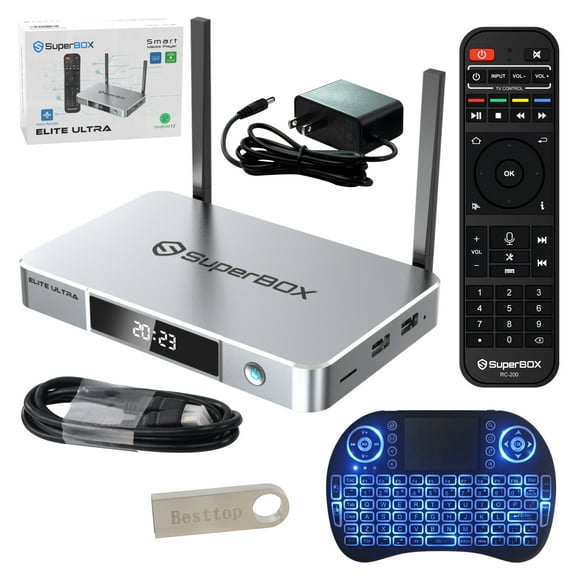 S6 Elite Ultra Superbox for TV 2025 Fully Loaded, Wireless Voice Remote Included, 1000M Ethernet Port Super Box with Voice Remote, 4G RAM+128G ROM, 6K, Easy Setup Guide by Authorised Seller