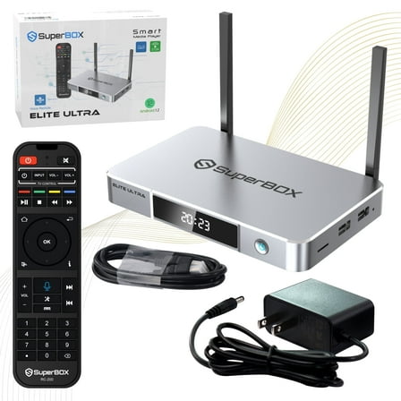 S6 Elite Ultra Superbox for TV 2025 Fully Loaded, Wireless Voice Remote Included, 1000M Ethernet Port Super Box with Voice Remote, 4G RAM+128G ROM, 6K, Easy Setup Guide by Authorised Seller