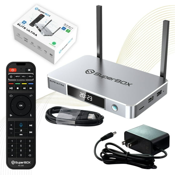 S6 Elite Ultra Superbox for TV 2025 Fully Loaded, Wireless Voice Remote Included, 1000M Ethernet Port Super Box with Voice Remote, 4G RAM+128G ROM, 6K, Easy Setup Guide by Authorised Seller