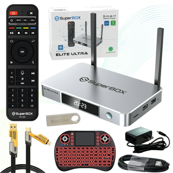 S6 Elite Ultra Superbox for TV 2025 Fully Loaded, Wireless Voice Remote Included, 1000M Ethernet Port Super Box with Voice Remote, 4G RAM+128G ROM, 6K, Easy Setup Guide by Authorised Seller