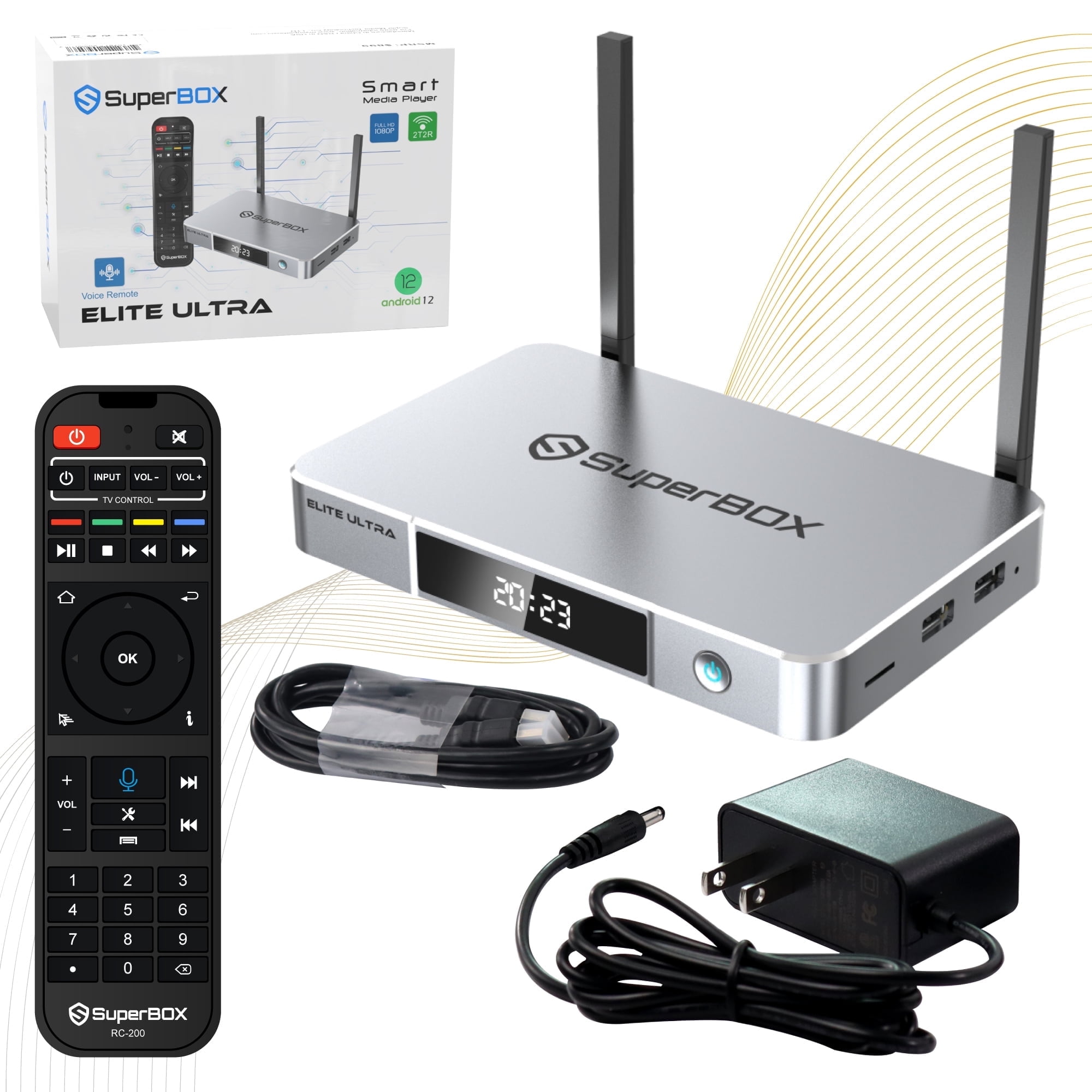 S6 Elite Ultra Superbox for TV 2025 Fully Loaded, Wireless Voice Remote Included, 1000M Ethernet Port Super Box with Voice Remote, 4G RAM+128G ROM, 6K, Easy Setup Guide by Authorised Seller