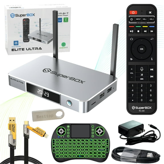 S6 Elite Ultra Superbox for TV 2025 Fully Loaded, Wireless Voice Remote Included, 1000M Ethernet Port Super Box with Voice Remote, 4G RAM+128G ROM, 6K, Easy Setup Guide by Authorised Seller