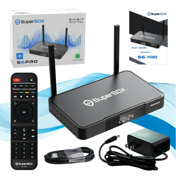 S6 Pro Superbox for TV 2025 Fully Loaded, Wireless Voice Remote Included, 1000M Ethernet Port Super Box with Voice Remote, 4G RAM+32G ROM, 6K, Easy Setup Guide by Authorised Seller