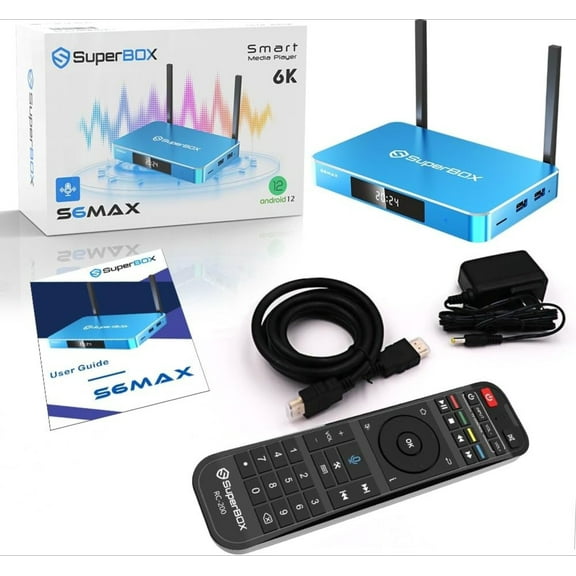 S6 Max 2025 Streaming Box  4GB RAM 64GB Storage 6K HD Media Player with Voice Control, HDMI Cable and Remote Included
