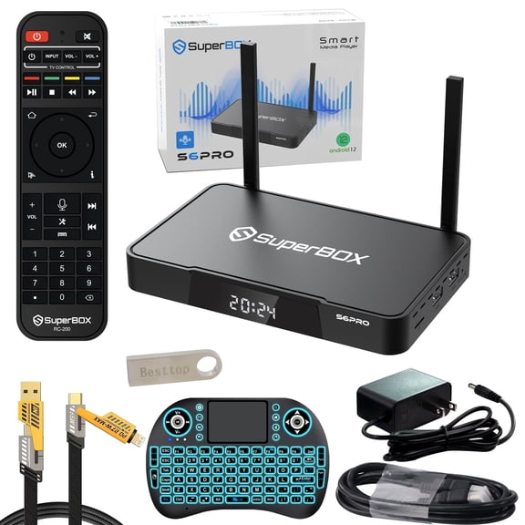 S6 Pro 2025 Super Box for Smart TV, Wireless Voice Remote Included, 1000M Ethernet Port Fast Speed, Authorised S6pro Superbox with Voice Remote, 4G RAM+32G Storage,6K, Easy Setup Guide