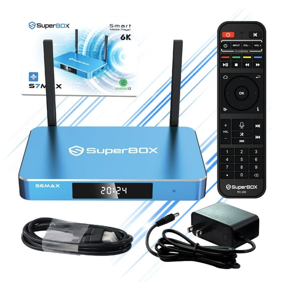Latest SuperBox S7 Max 2026 Fully Loaded, 4GB RAM+64GB ROM for Family Entertainment, Super Box S7Max 6K Smart TV Box with Voice Remote, Time Shift & Parental Controls