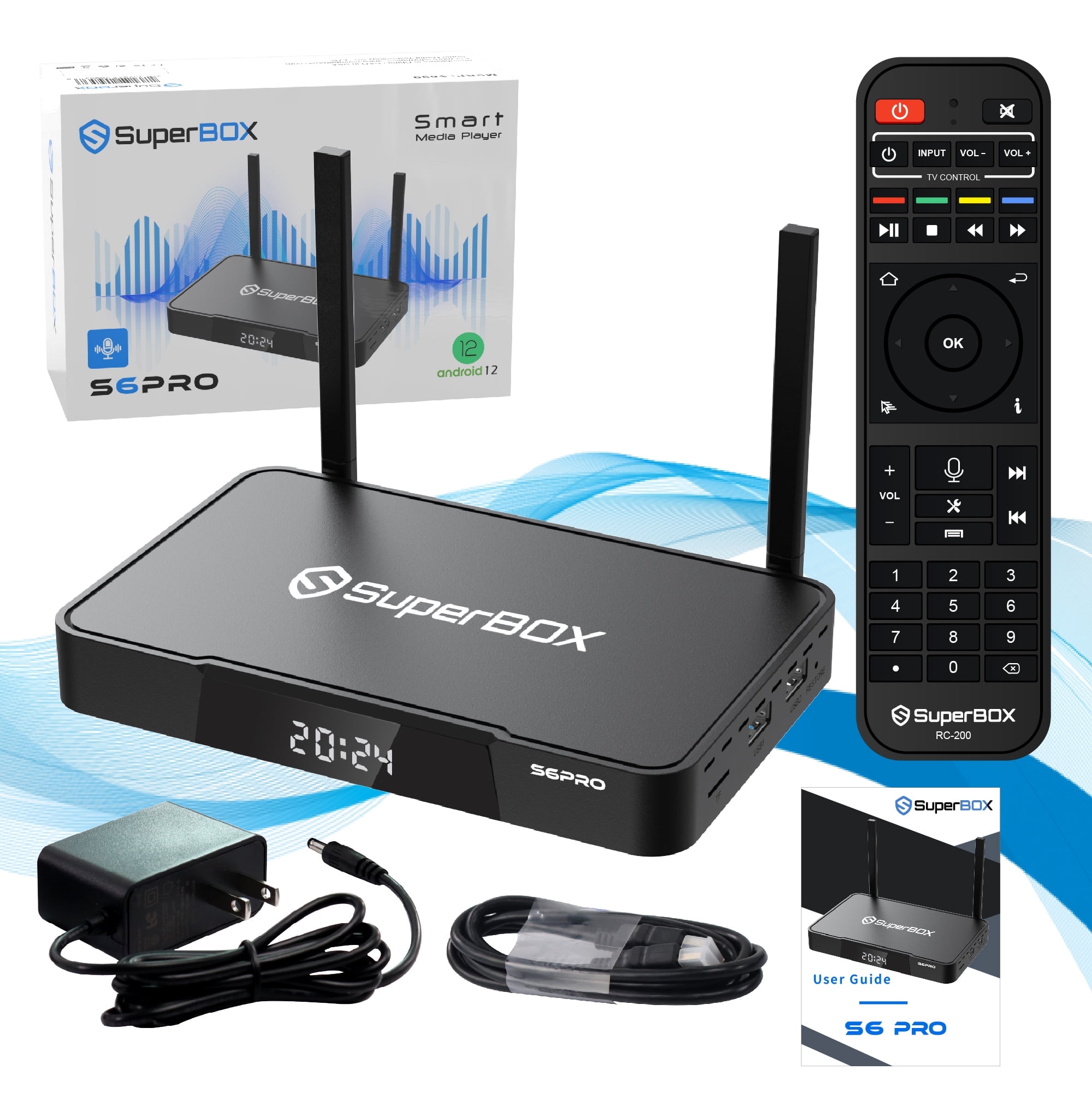 S6 Pro 2025 SuperBox for Smart TV, Wireless Voice Remote Included, 1000M Ethernet Port Fast Speed, Authorised S6pro Super Box with Voice Remote, 4G RAM+32G Storage, Easy Setup Guide