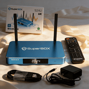 S6 MAX 2025 SuperBox for TV, Wireless Voice Remote Included, 1000M Ethernet Port Fast Speed S6MAX Super Box with Voice Remote, 4GB RAM+64GB Storage, HD, Easy Setup Guide by Seller with chargers