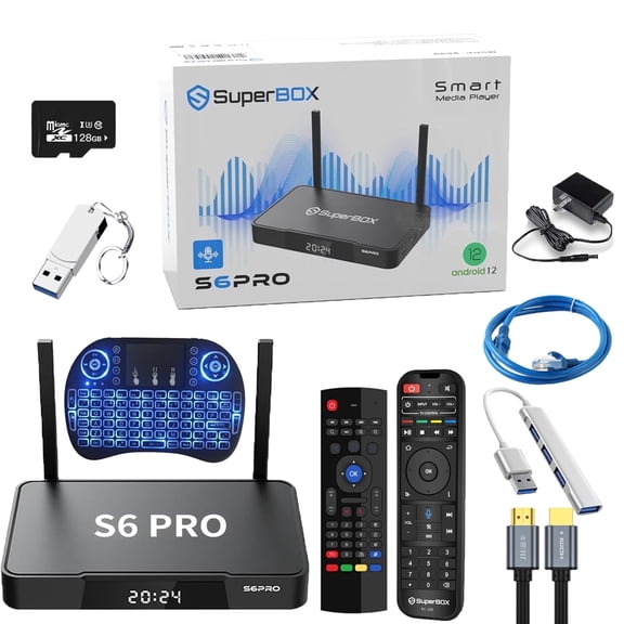 Superbox S6 Pro Latest Version 2025 | 4GB+32GB Smart Box | 6K Android TV Box with Voice Remote | Easy Setup & Support
