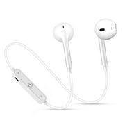 FLPOWER S6 Wireless Bluetooth Headset Sports Mini Dual Stereo Headphones for Running and Comfortable Headphones, Compatible, Samsung, Most Smartphones (White)