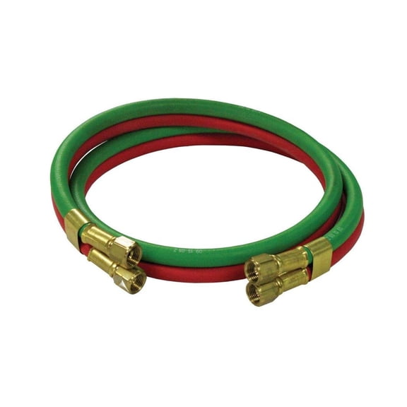 S601031-4 Twin Welding Hose Assembly, T-Grade, 1/4" Dual x 4', 200 Psi, 9/16-18 LH/RH (F), Rubber