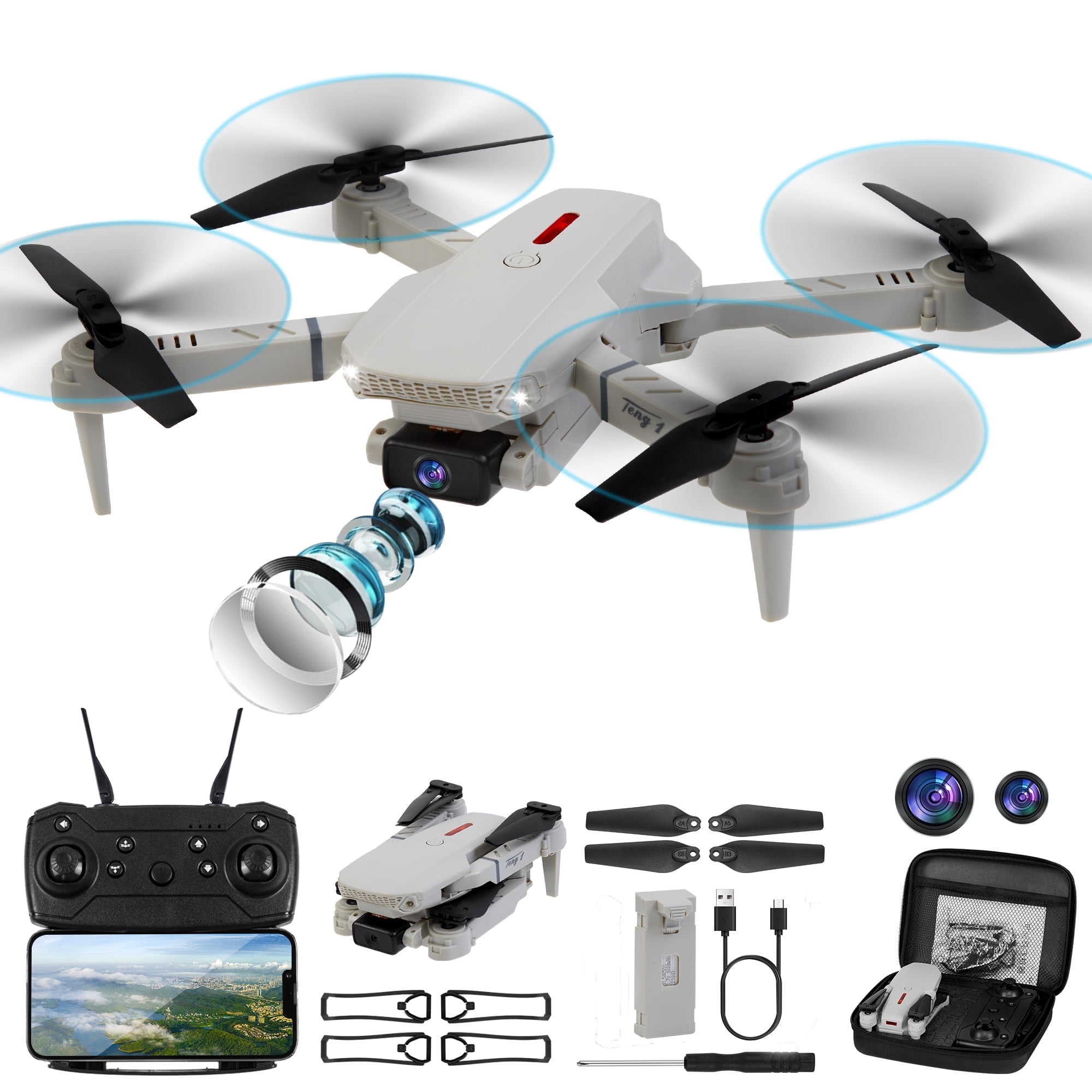 RC Drone with 4K Daul Cameras, RC Quadcopter with Multiple Flight Modes