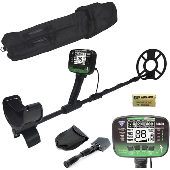 S6600 Metal Detector - Waterproof, High Accuracy, 6 Modes, LCD Display | Professional Gold & Treasure Hunting for Adults | Explore Hidden Riches with Confidence, 9V Baterry Included$$Garden &