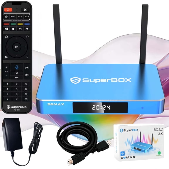 S6MAX Superbox 2025 Fully Loaded Smart TV Box, 4G+64GB Storage, S6 Max Home Entertainment Hub, Time Shift with Voice Control