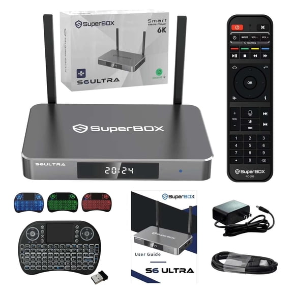 S6ULTRA Superbox 2025 Fully Loaded Smart TV Box, 4G+128GB Storage, S6 Ultra Home Entertainment Hub, Time Shift with Voice Control