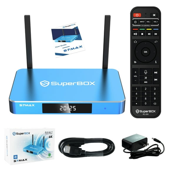 S7 MAX Latest SuperBox-4GB RAM+64GB ROM,Super Bundle for S7,With Voice Remote Control,Upgrade Version With Time Shift,Parental ControlEasy Setup
