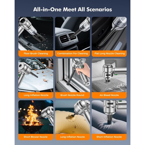 S7 Pro Car Vacuum Cleaner, 24000PA Powerful Cordless Handheld with 3 Suction Modes, Type-C Fast Charge for Home and Auto Cleaning