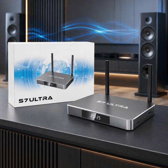 S7 ULTAR/MAX/PRO Compact Home Audio Receiver with Dual-Band WiFi 6, Bluetooth 5.2, HDMI, USB 3.0 and USB-C, Gray