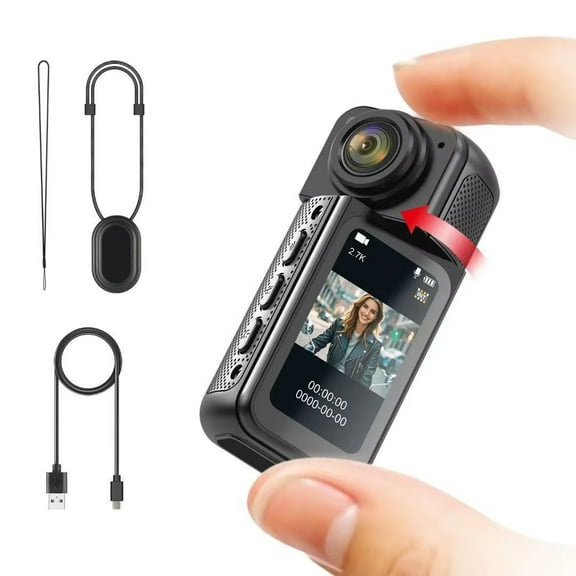S70 Mini 2.7K Action Camera - 1.47" IPS Screen, WiFi, Magnetic Belt Clip & Neck Mount, Road Cam App - for POV Vlog, Bike, Pet, Sports