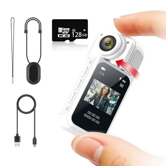 S70 Mini 2.7K Action Camera - 1.47" IPS Screen, WiFi, Magnetic Belt Clip & Neck Mount, Road Cam App - for POV Vlog, Bike, Pet, Sports