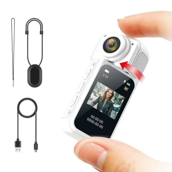 S70 Mini 2.7K Action Camera - 1.47" IPS Screen, WiFi, Magnetic Belt Clip & Neck Mount, Road Cam App - for POV Vlog, Bike, Pet, Sports