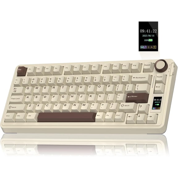 S75 PRO Wireless Mechanical Keyboard with Screen&Knob, 75% Hot Swappable Gaming Keyboard with Pre-lubed Switches, RGB Backlit, PBT Keycaps, Creamy Sounding Computer Keyboards
