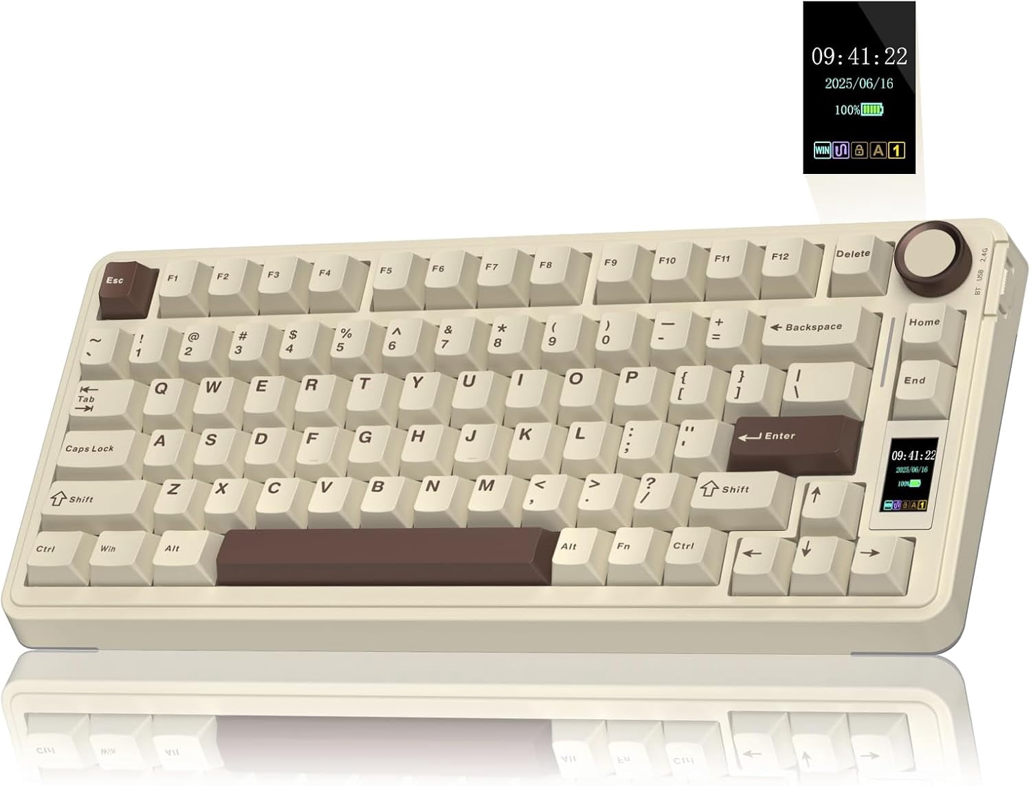 S75 PRO Wireless Mechanical with Screen&Knob, 75% Hot Swappable Gaming with Pre-lubed Switches, RGB Backlit, PBT Keycaps, Creamy Sounding Computer s