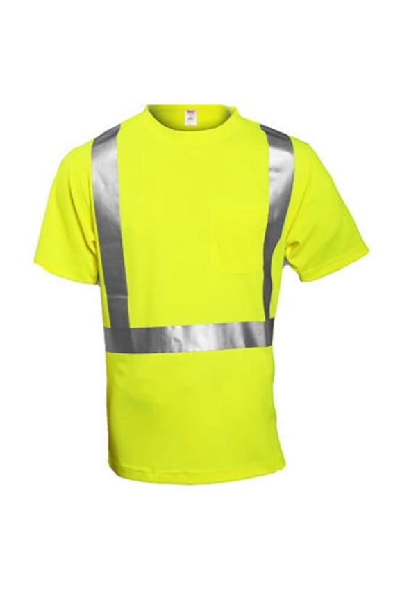 S75022.MD Class II Short Sleeve Shirt, Medium, Lime Yellow