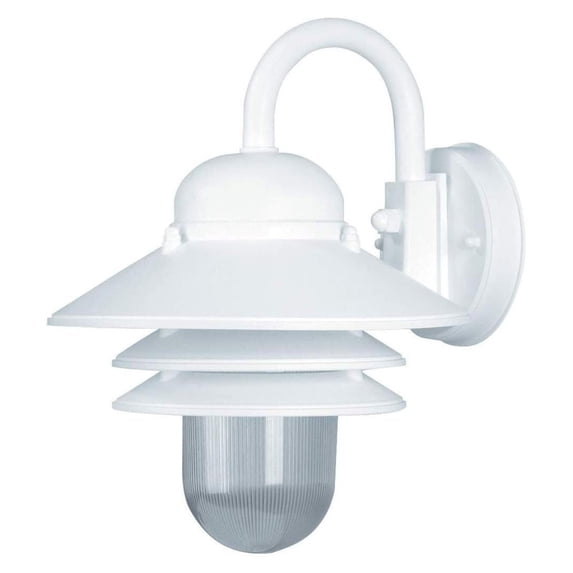 S75VC-LE26W-WH Nautical Wall Mount Light with 3000K LED Lamp, Durable & Clear Prismatic Acrylic Lens, Fade & Rust Resistant, UL Listed for Wet Locations, 13" H x 10 1/16" W, White Warm Light (3,000K)