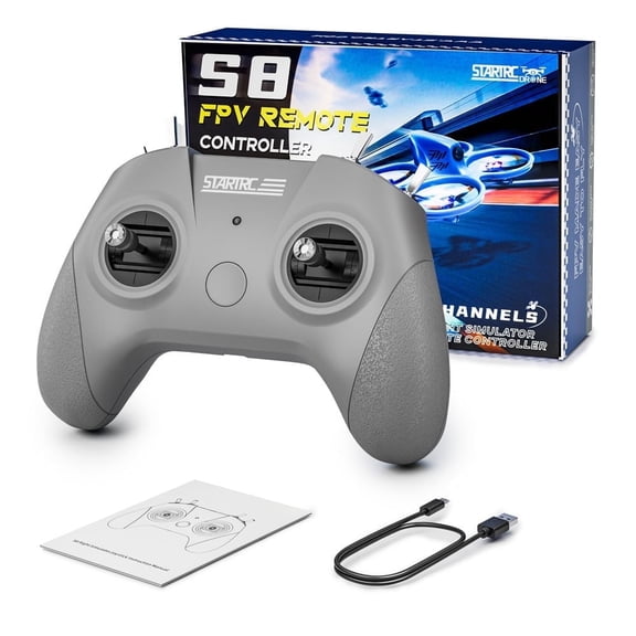 S8 RC Flight Simulator Controller- 8 Channels FPV Drone Games Remote Controller Support Popular System&Platform- Ideal for Beginner Pilots Professional Training Experience(Mode 2)
