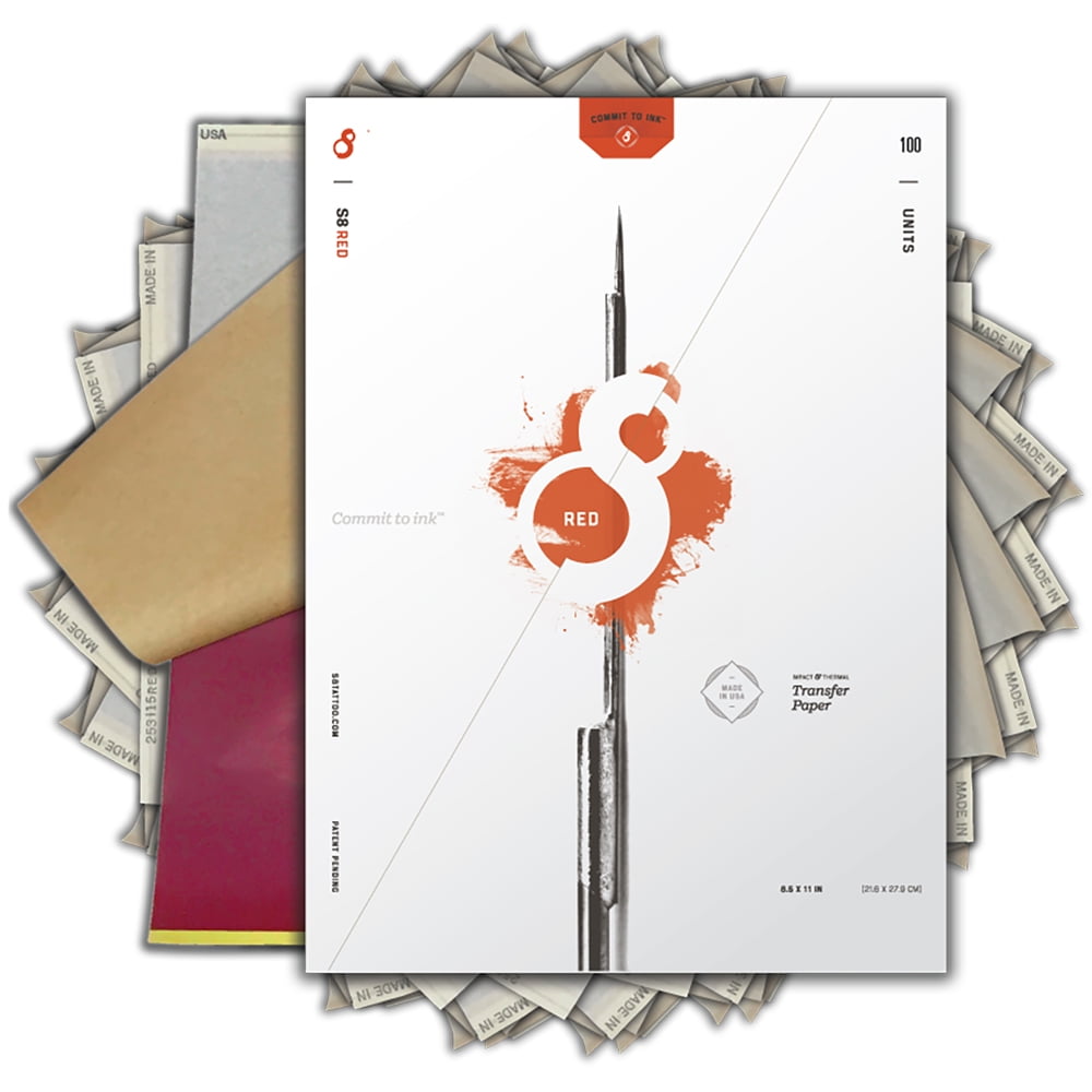 S8 RED Tattoo Stencil Plain Paper - (Pack of 100)