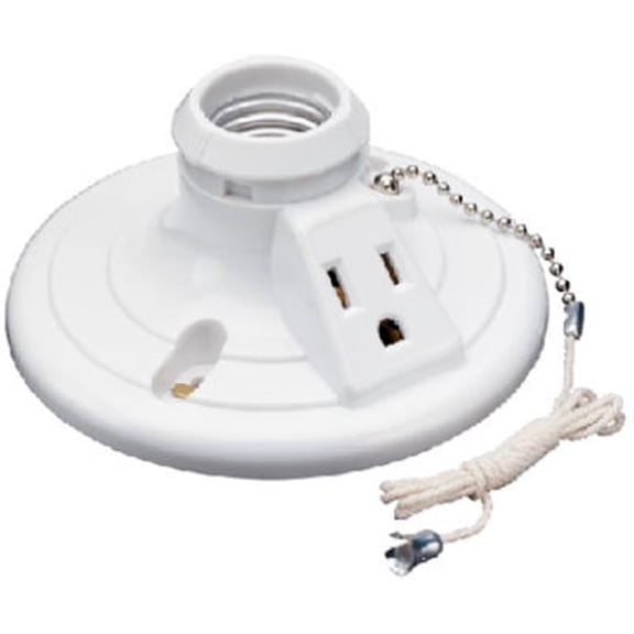 S865WCC18 Plastic Pull Chain Lampholder, White