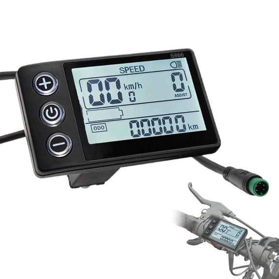 S866 Electric Bicycle LCD Display Meter, 24V 36V 48V Ebike LCD Display Control Panel Wireless Bicycle Speedometer Odometer,with 5 Pin Interface Cable,for ElectricScooter Electric Bike Modification