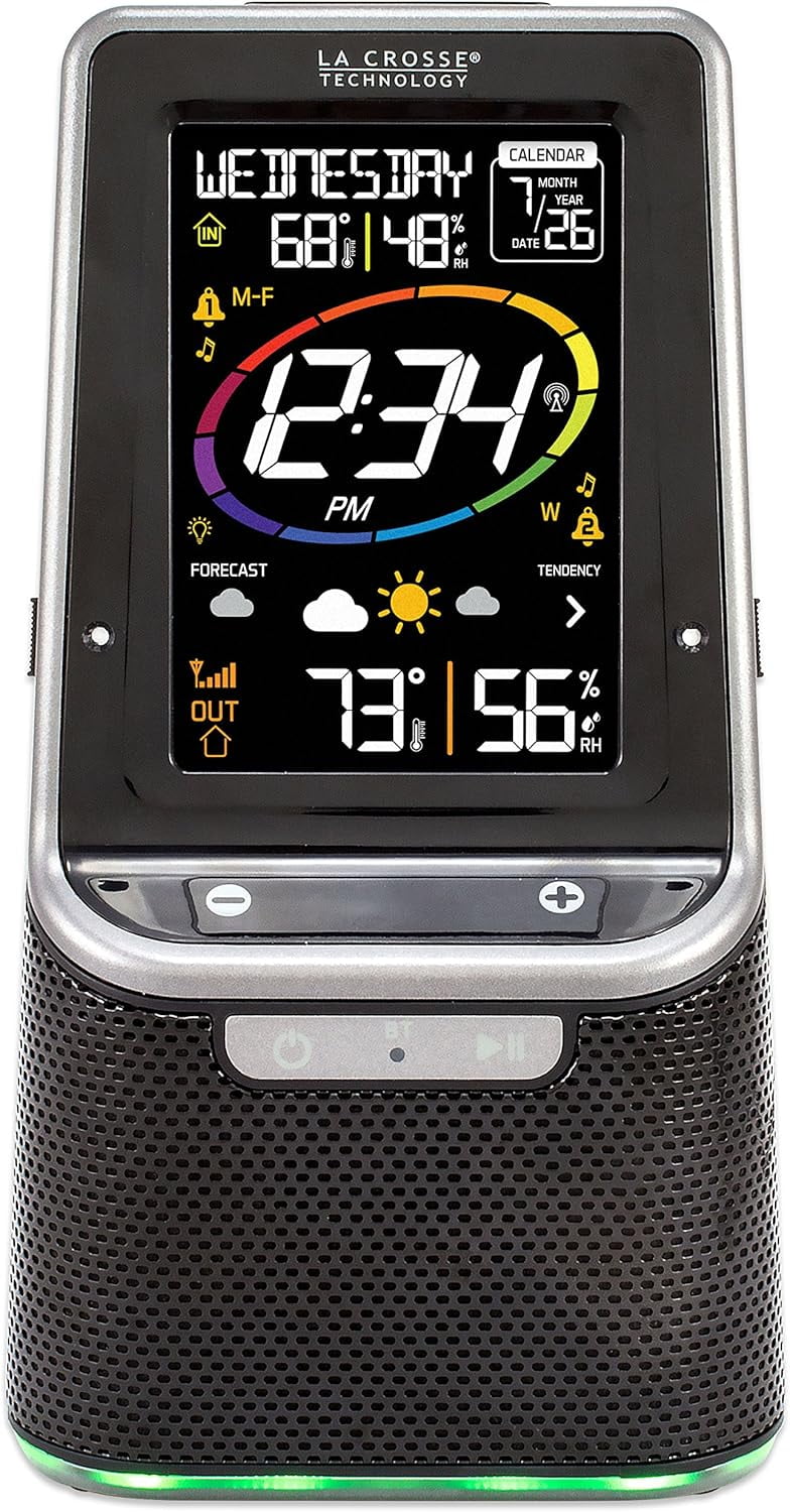 S87078 Wireless Weather Station with Bluetooth Speaker and Atomic Time and Date