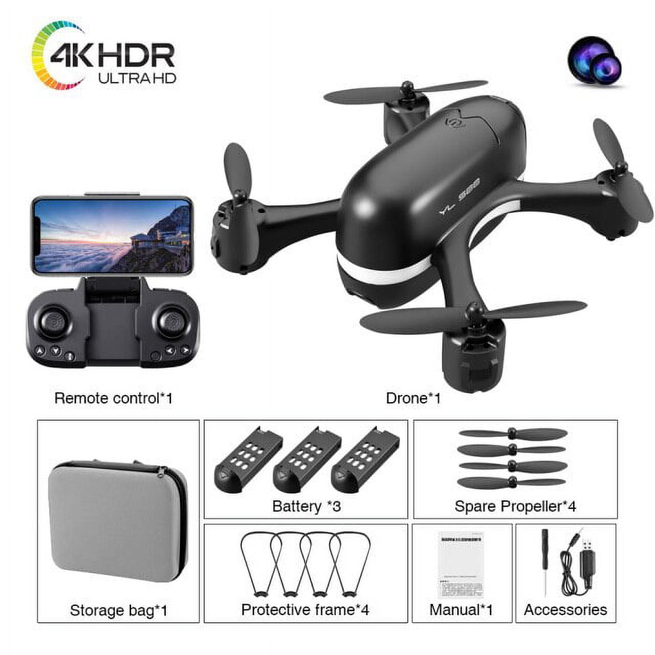 S88 Mini Foldable Drone 4K HD Dual Camera With FPV Live Video Optical Flow Positioning RC Helicopter Profesional Quadcopter Mini Dron Boys Toys for