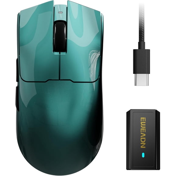 S9 Max Wireless Gaming , 59G Ergonomic Computer , Triple Modes, 8K Polling, 26K DPI, PAW3395 Optical Sensor, Kailh Switch, 250h Battery Life, Programmable for PC/Win/Mac(Green)