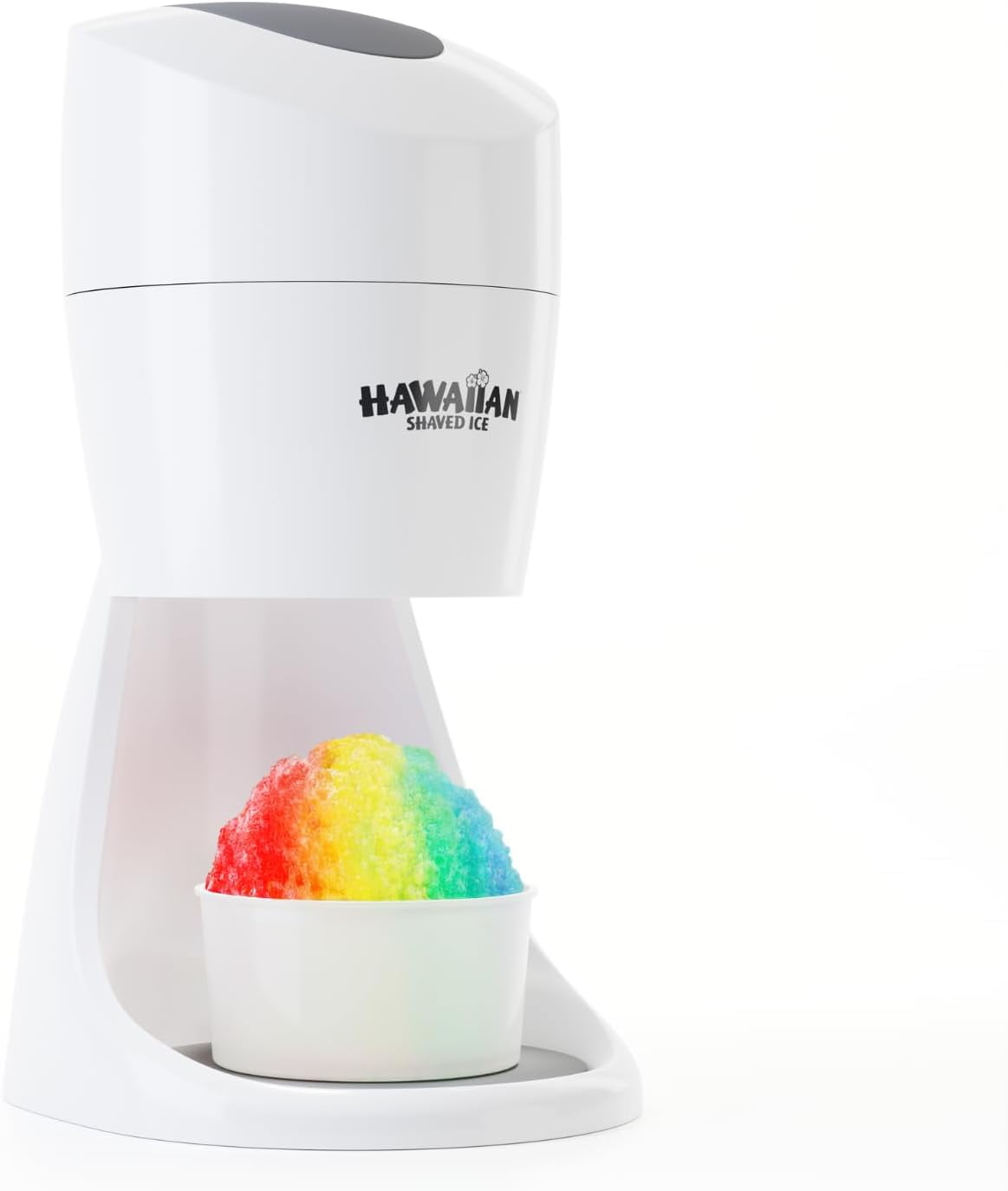 S900A Snow Cone and Shaved Ice Machine with 2 Reusable Plastic Ice Mold Cups, Non-slip Mat, Instruction Manual, 1-year Manufacturers Warranty, 120V, White