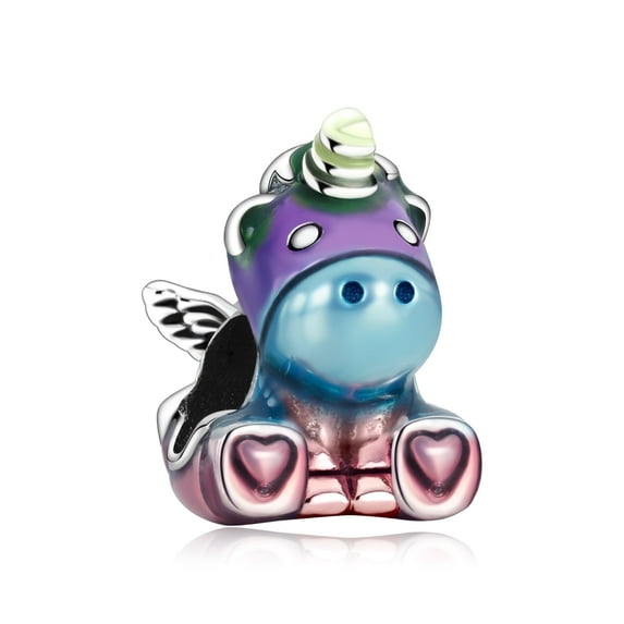 S925 Bruno Colorful Rainbow Unicorn Charm for Women Moment Charm Bracelet