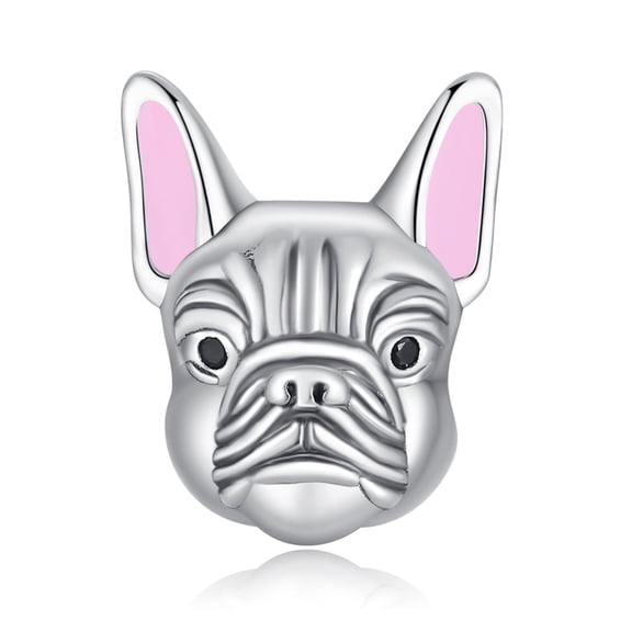 S925 Bulldog Head Bead Animal Charm for Women Bracelet Necklace