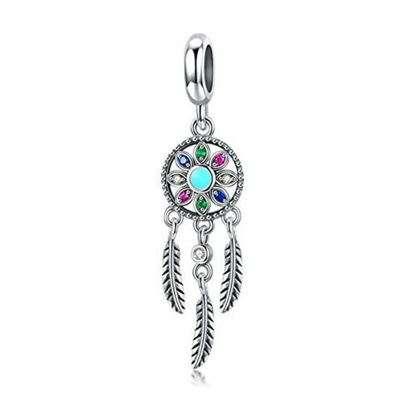 S925 Color Stone Dreamcatcher Dangle for Women Moment Bracelet Necklace Pendant