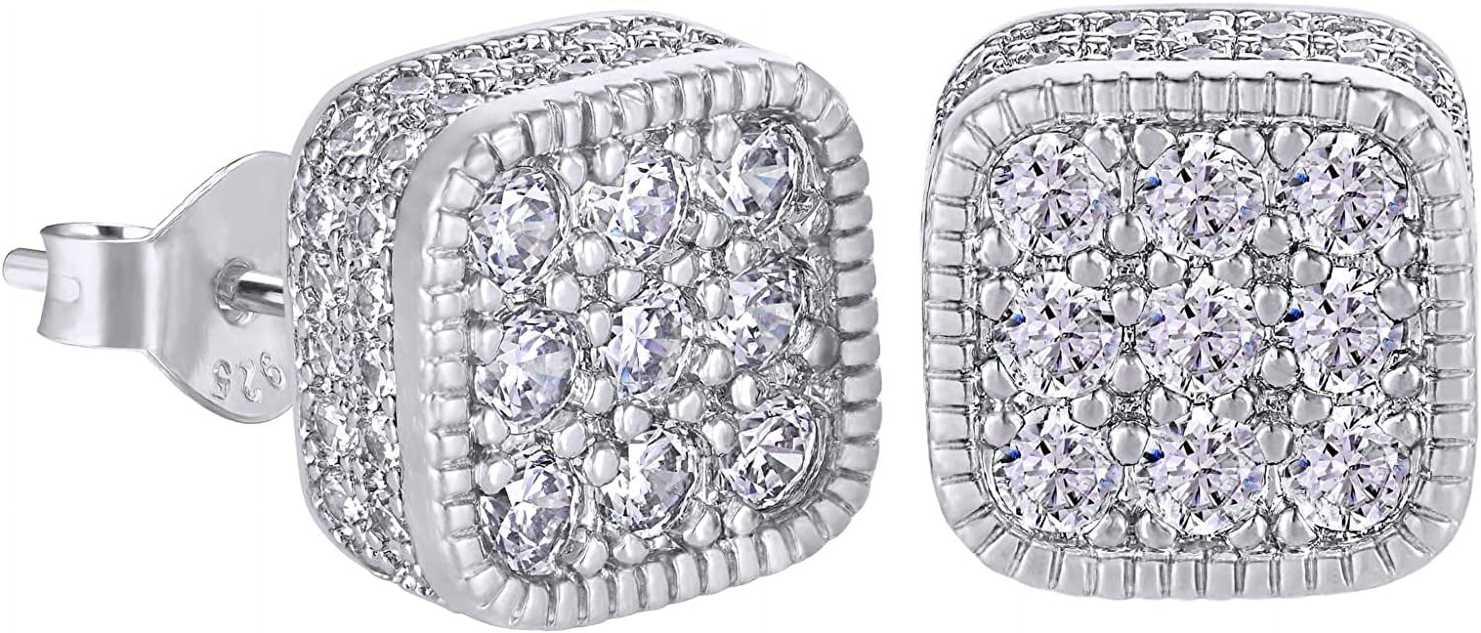 CKPFZ S925 Diamond Stud Earrings for Men, 14K Real Gold Plated Iced Out Earrings 5A CZ Stones 925 Sterling Silver Studs Hypoallergenic Earrings