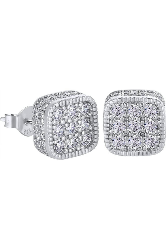 S925 Diamond Stud Earrings for Men, 14K Real Gold Plated Iced Out Earrings 5A CZ Stones 925 Sterling Silver Studs Hypoallergenic Earrings