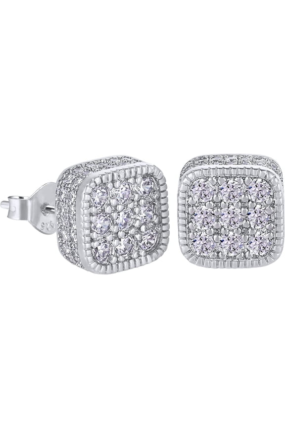 S925 Diamond Stud Earrings for Men, 14K Real Gold Plated Iced Out Earrings 5A CZ Stones 925 Sterling Silver Studs Hypoallergenic Earrings