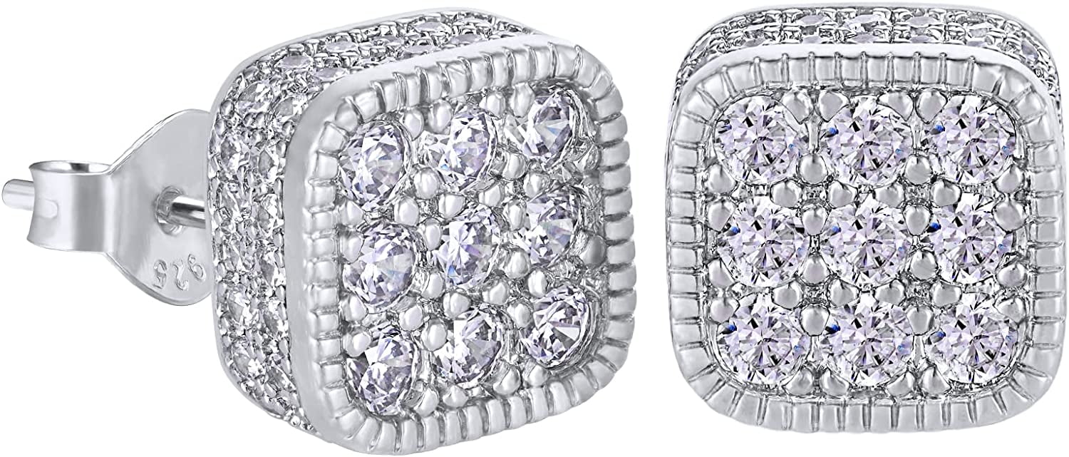 CKPFZ S925 Diamond Stud Earrings for Men, 14K Real Gold Plated Iced Out Earrings 5A CZ Stones 925 Sterling Silver Studs Hypoallergenic Earrings
